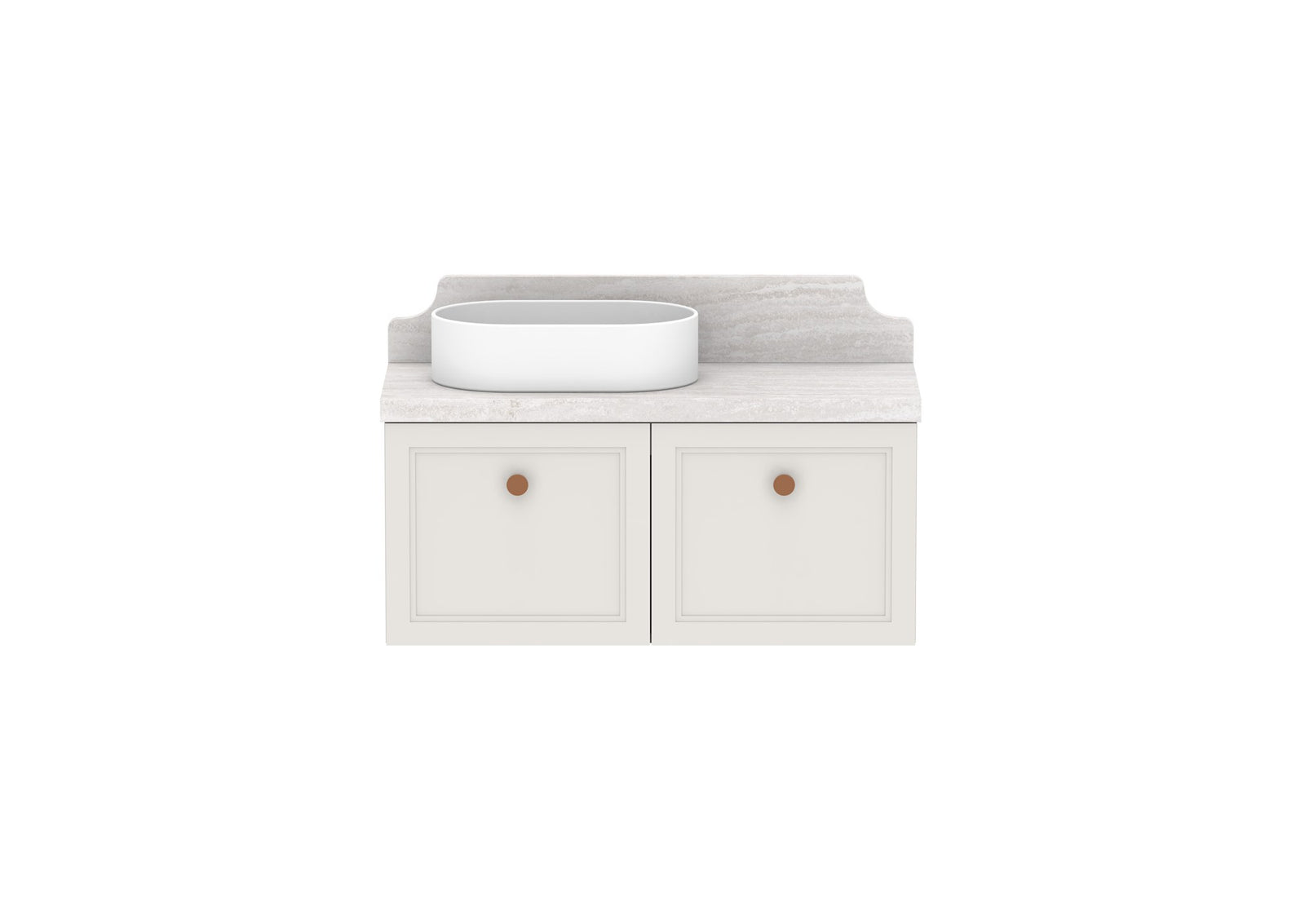 ADP Mabel Ensuite Wall Hung Vanity 900mm left offset bowl, front view