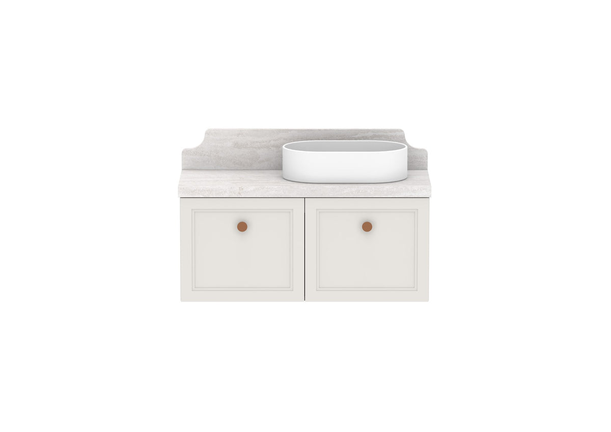 ADP Mabel Ensuite Wall Hung Vanity 900mm right offset bowl, front view