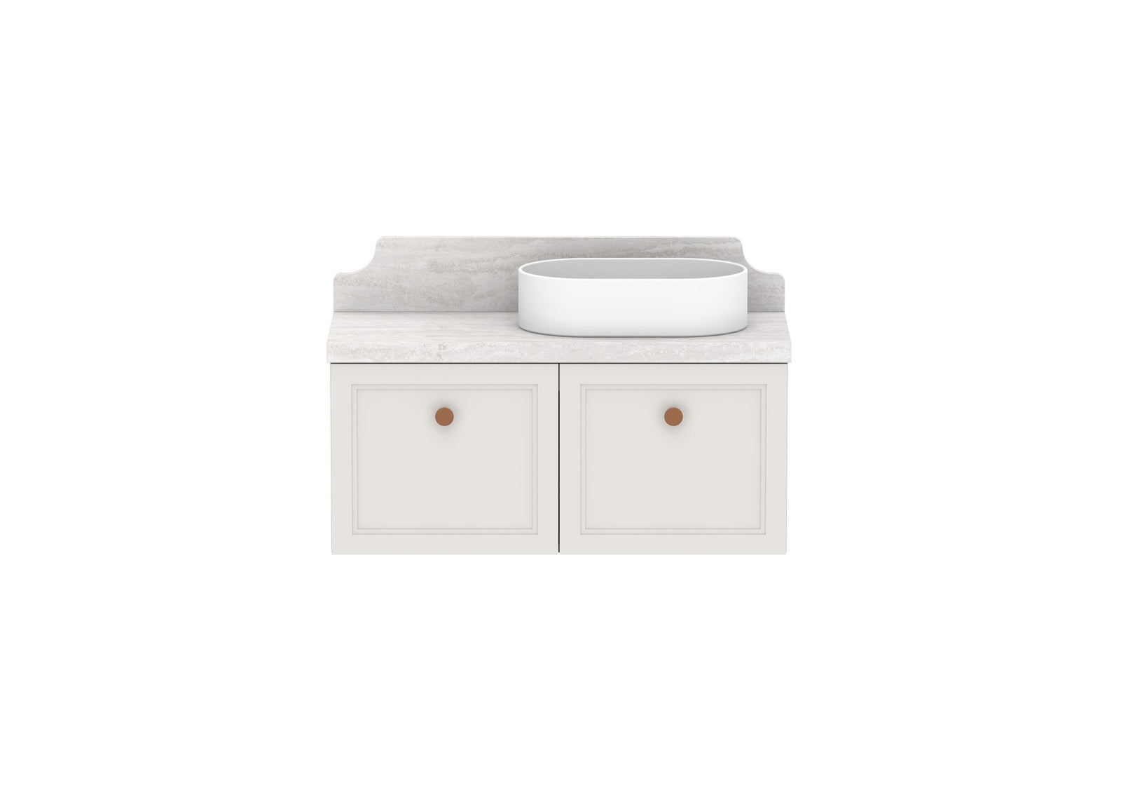 ADP Mabel Ensuite Wall Hung Vanity 900mm right offset bowl, front view