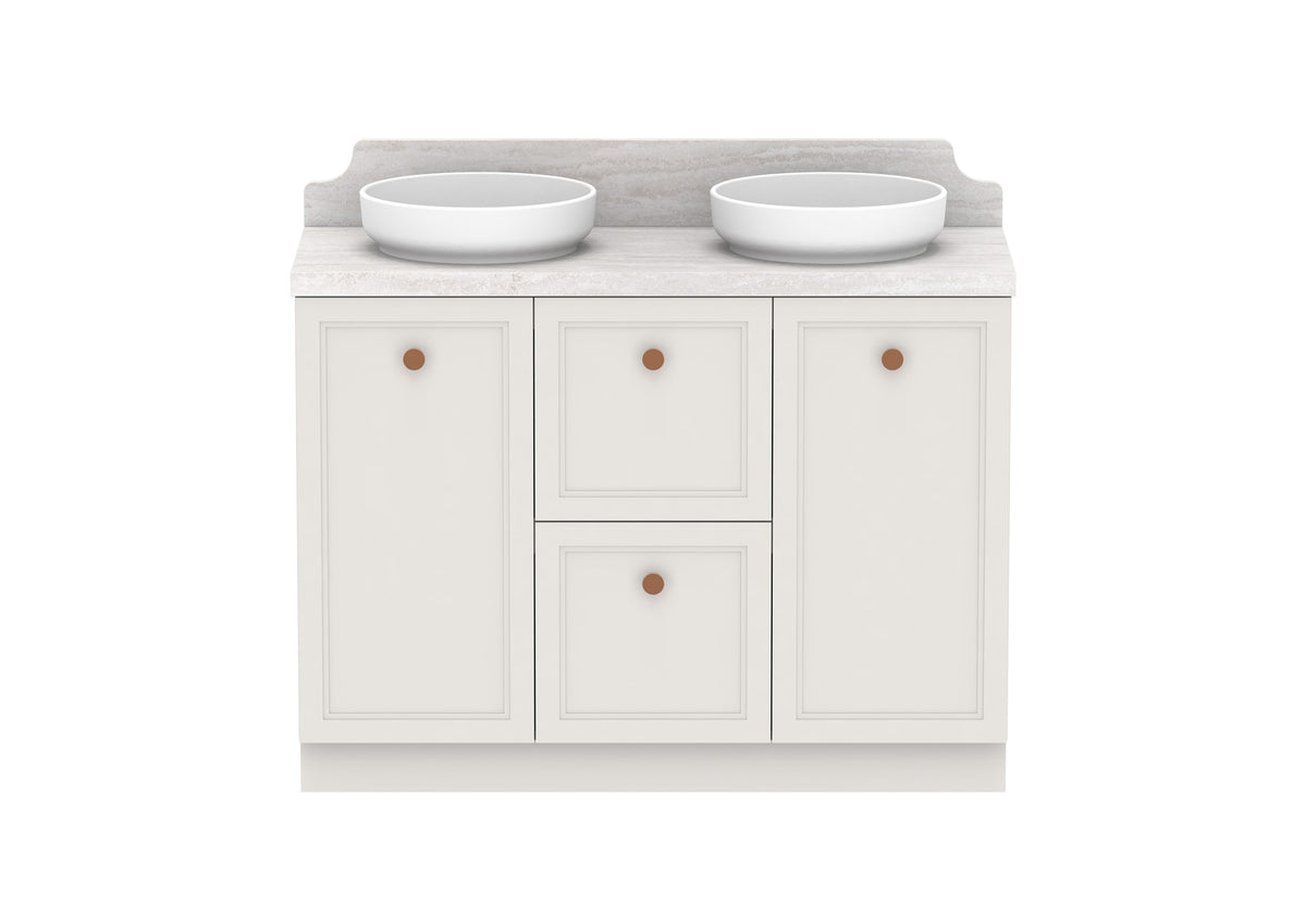 ADP Mabel Full Depth Floor Mount Vanity 1200mm double bowl, front view