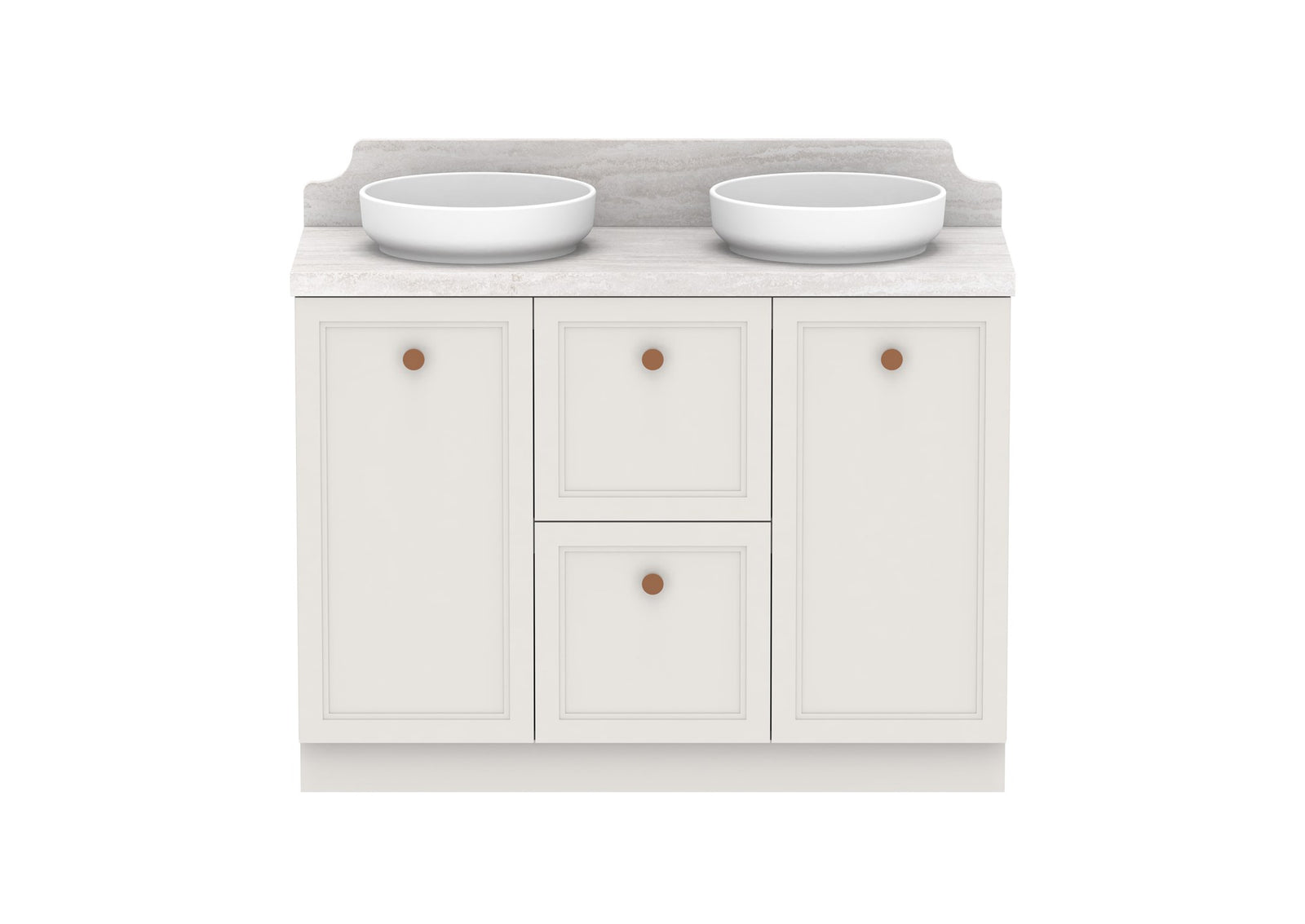 ADP Mabel Full Depth Floor Mount Vanity 1200mm double bowl, front view