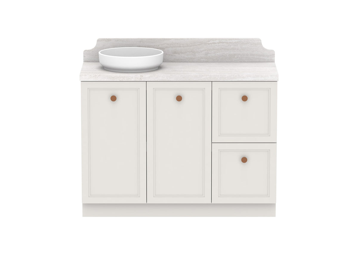 ADP Mabel Full Depth Floor Mount Vanity 1200mm left offset bowl, front view