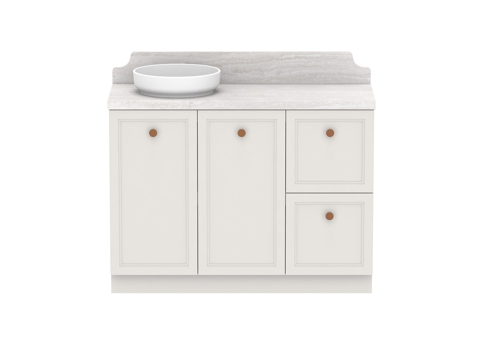 ADP Mabel Full Depth Floor Mount Vanity 1200mm left offset bowl, front view