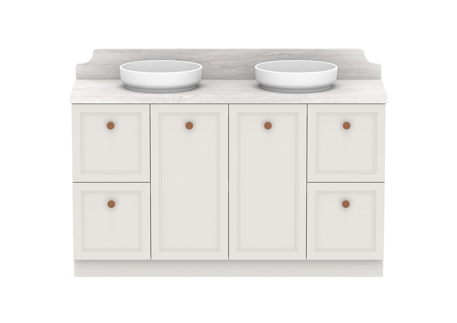 ADP Mabel Full Depth Floor Mount Vanity 1500mm double bowl, front view