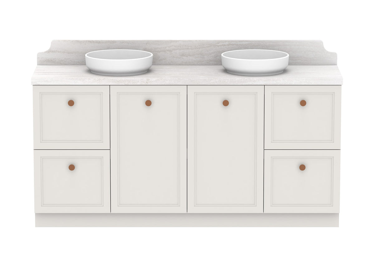 ADP Mabel Full Depth Floor Mount Vanity 1800mm double bowl, front view