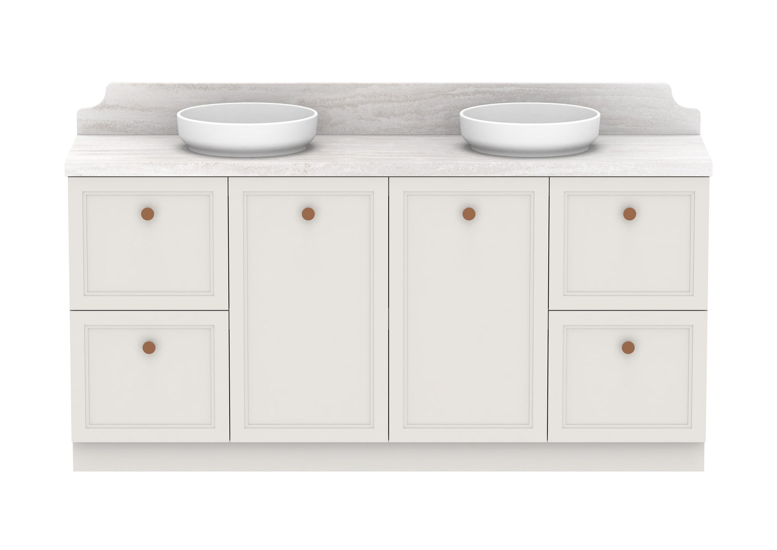ADP Mabel Full Depth Floor Mount Vanity 1800mm double bowl, front view