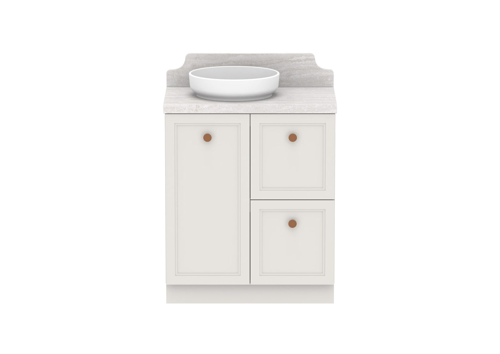 ADP Mabel Full Depth Floor Mount Vanity 750mm left offset bowl, front view