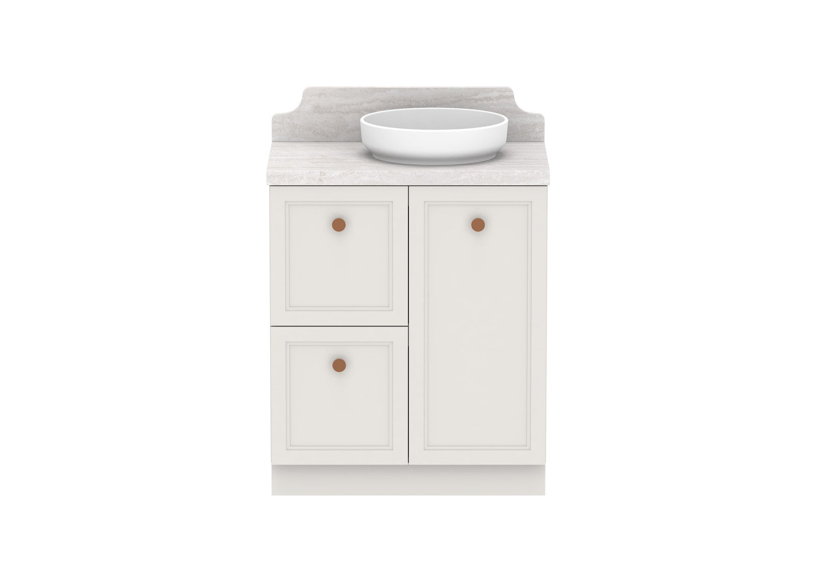 ADP Mabel Full Depth Floor Mount Vanity 750mm right offset bowl, front view