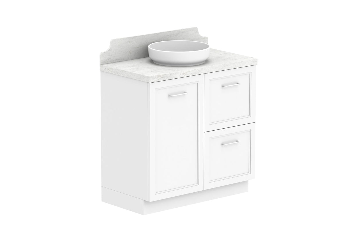 ADP Mabel Full Depth Floor Mount Vanity 900mm centre bowl, with handles