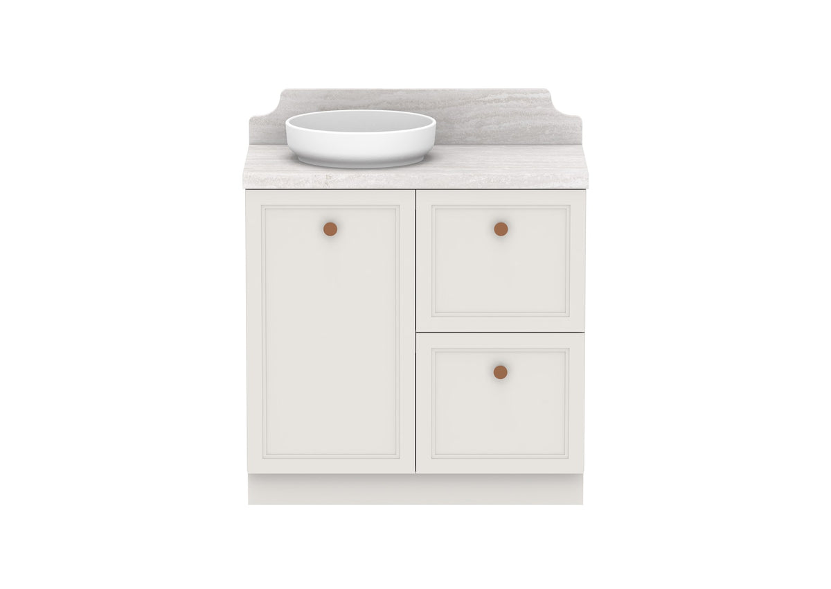 ADP Mabel Full Depth Floor Mount Vanity 900mm left offset bowl, front view