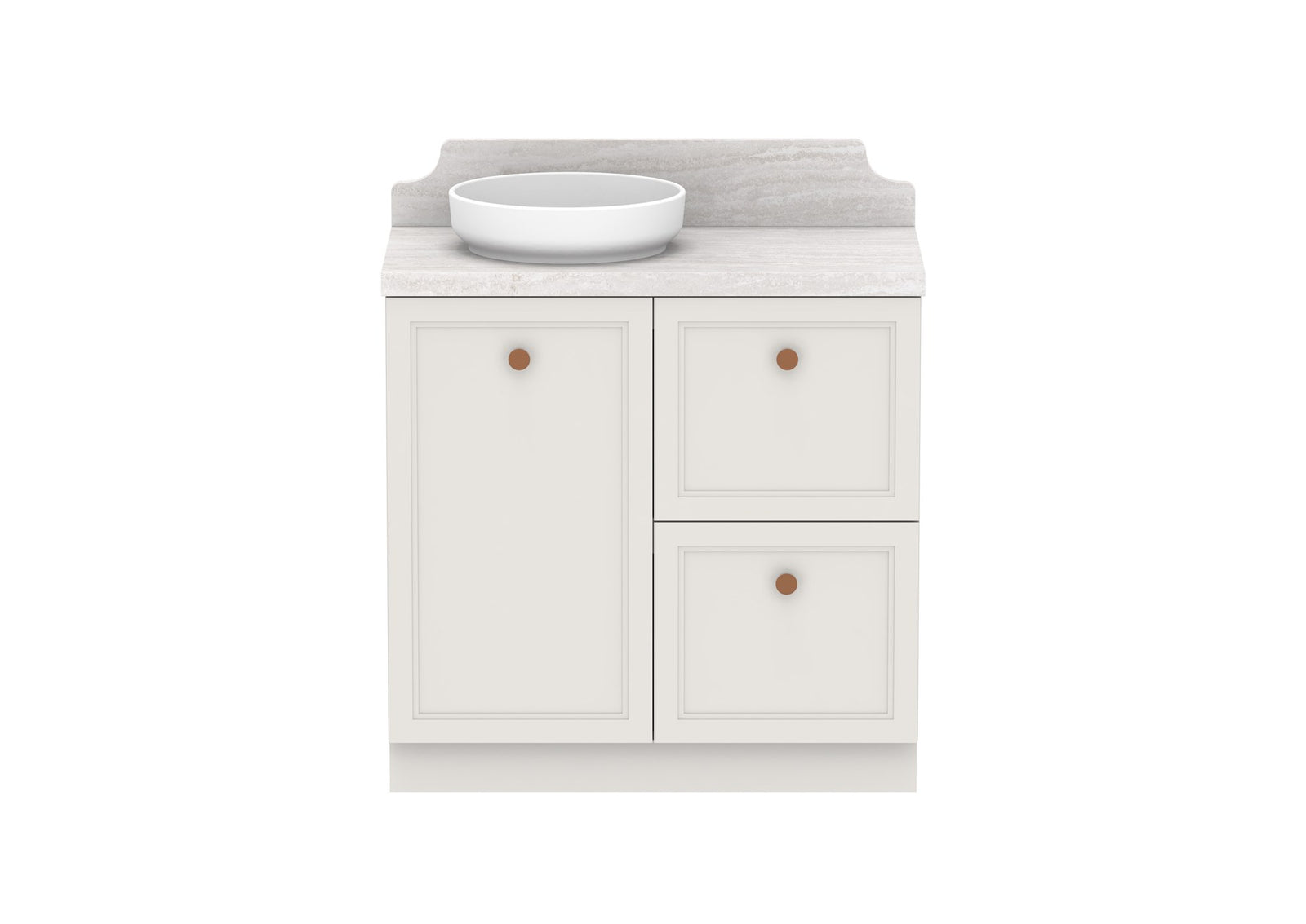 ADP Mabel Full Depth Floor Mount Vanity 900mm left offset bowl, front view