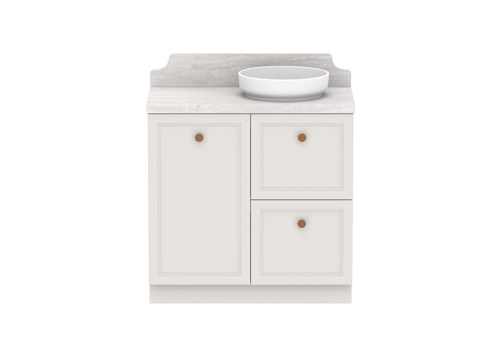 ADP Mabel Full Depth Floor Mount Vanity 900mm right offset bowl, front view