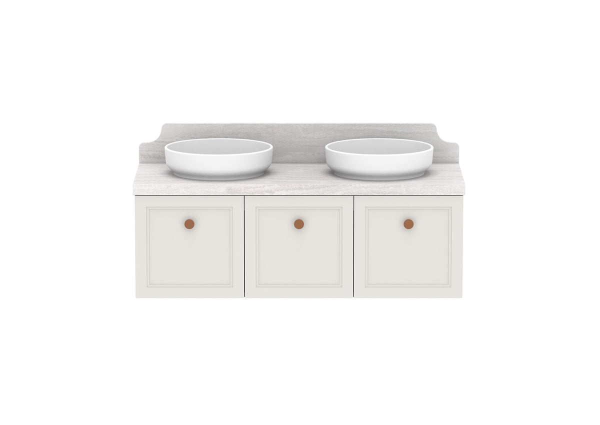 ADP Mabel Full Depth Wall Hung Vanity 1200mm double bowl, front view
