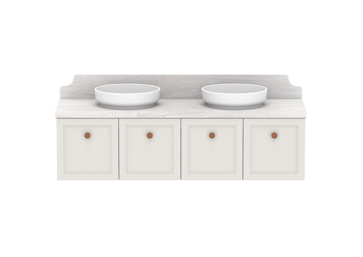 ADP Mabel Full Depth Wall Hung Vanity 1500mm double bowl, front view