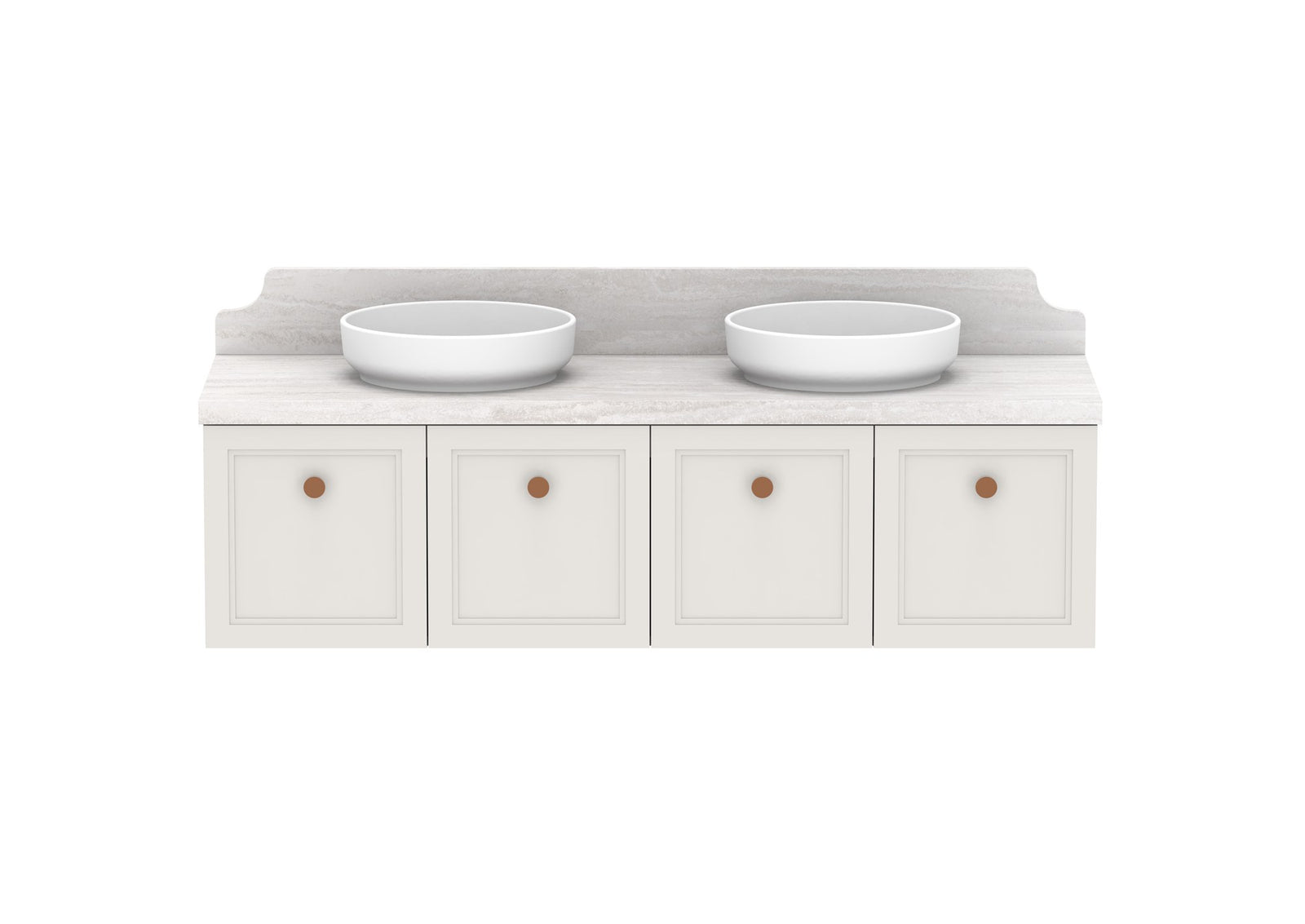 ADP Mabel Full Depth Wall Hung Vanity 1500mm double bowl, front view