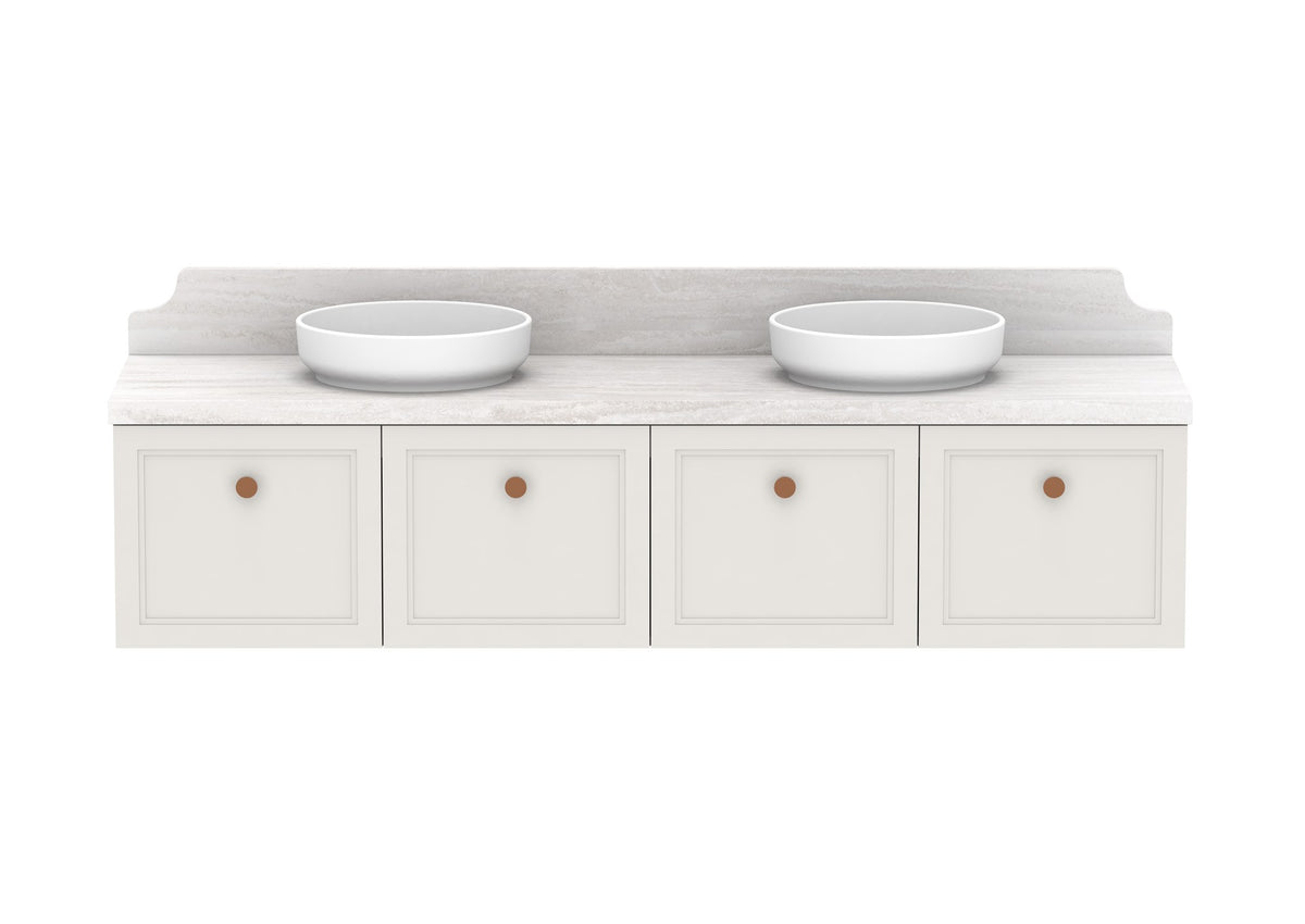 ADP Mabel Full Depth Wall Hung Vanity 1800mm double bowl, front view