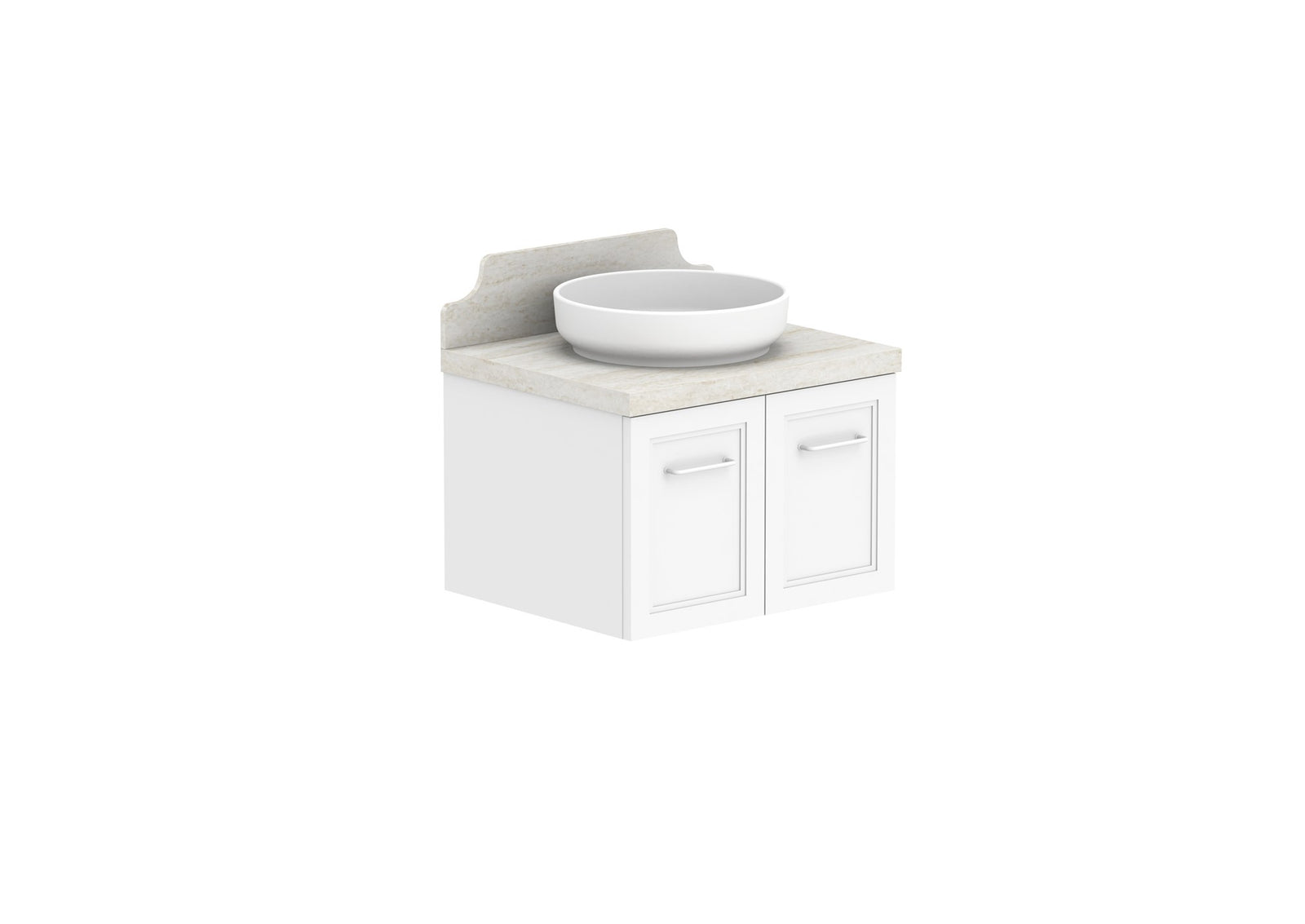 ADP Mabel Full Depth Wall Hung Vanity 600mm centre bowl, with handles