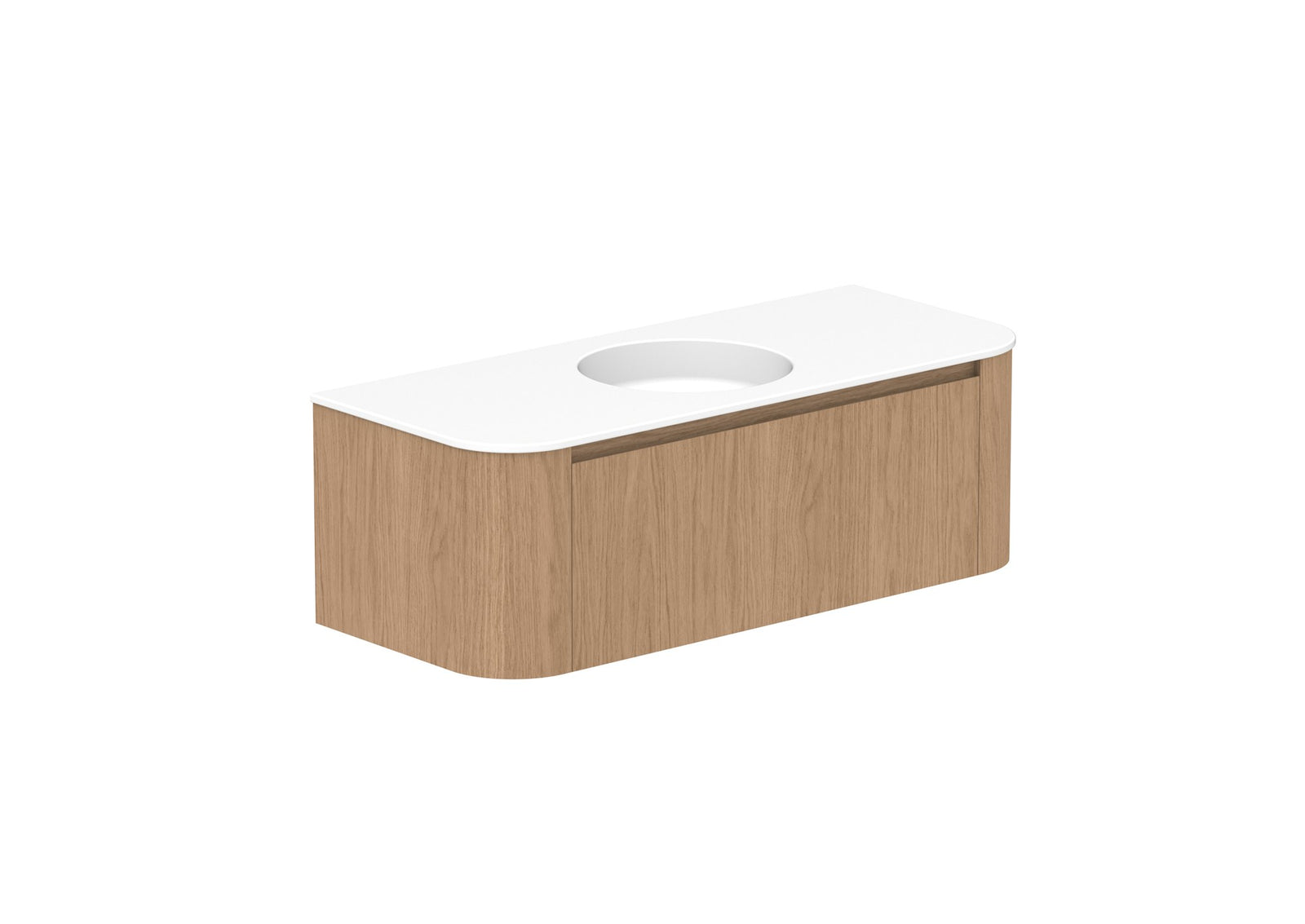 ADP Surry Wall Hung Vanity 1200mm centre bowl in Boston Oak, ceramic top