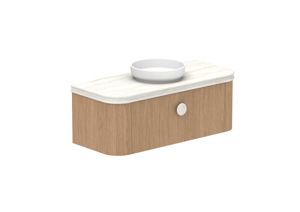 ADP Surry Wall Hung Vanity 1200mm centre bowl in Boston Oak, Royale benchtop