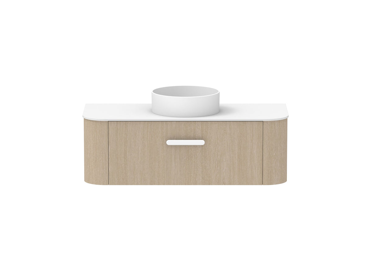 ADP Surry Wall Hung Vanity 1200mm centre bowl in Coastal Oak, front view
