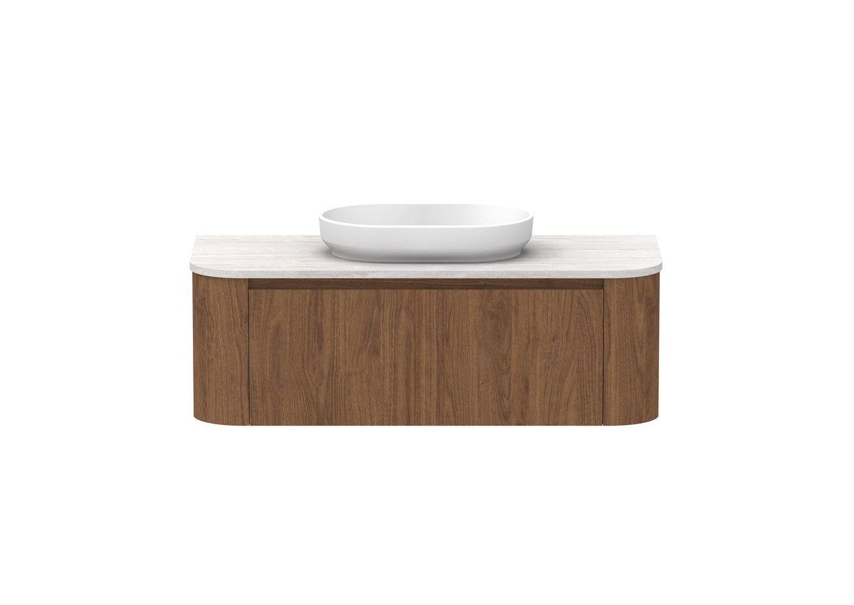 ADP Surry Wall Hung Vanity 1200mm centre bowl in Florentine Walnut, front view