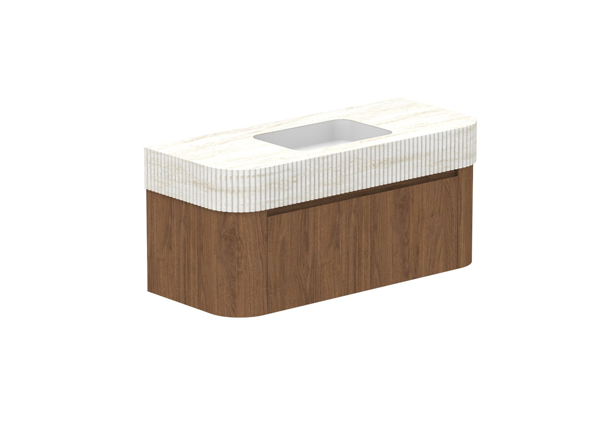 ADP Surry Wall Hung Vanity 1200mm centre bowl in Florentine Walnut, Imperial top