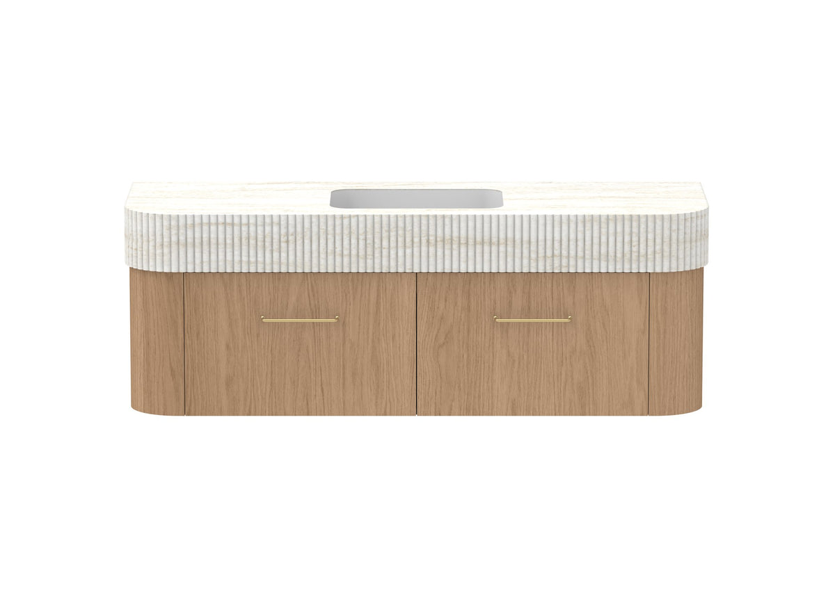 ADP Surry Wall Hung Vanity 1500mm centre bowl in Boston Oak, Imperial top, front view