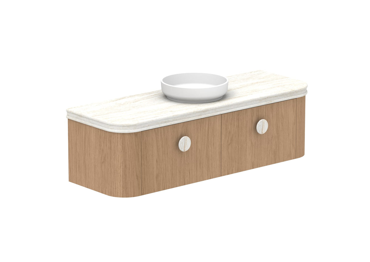 ADP Surry Wall Hung Vanity 1500mm centre bowl in Boston Oak, Royale benchtop