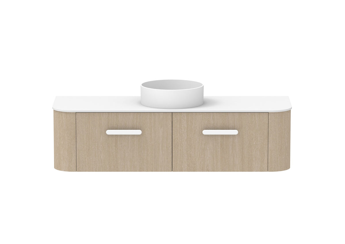 ADP Surry Wall Hung Vanity 1500mm centre bowl in Coastal Oak, front view