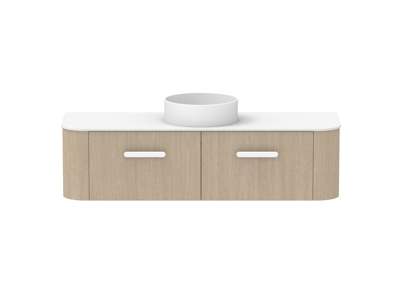 ADP Surry Wall Hung Vanity 1500mm centre bowl in Coastal Oak, front view