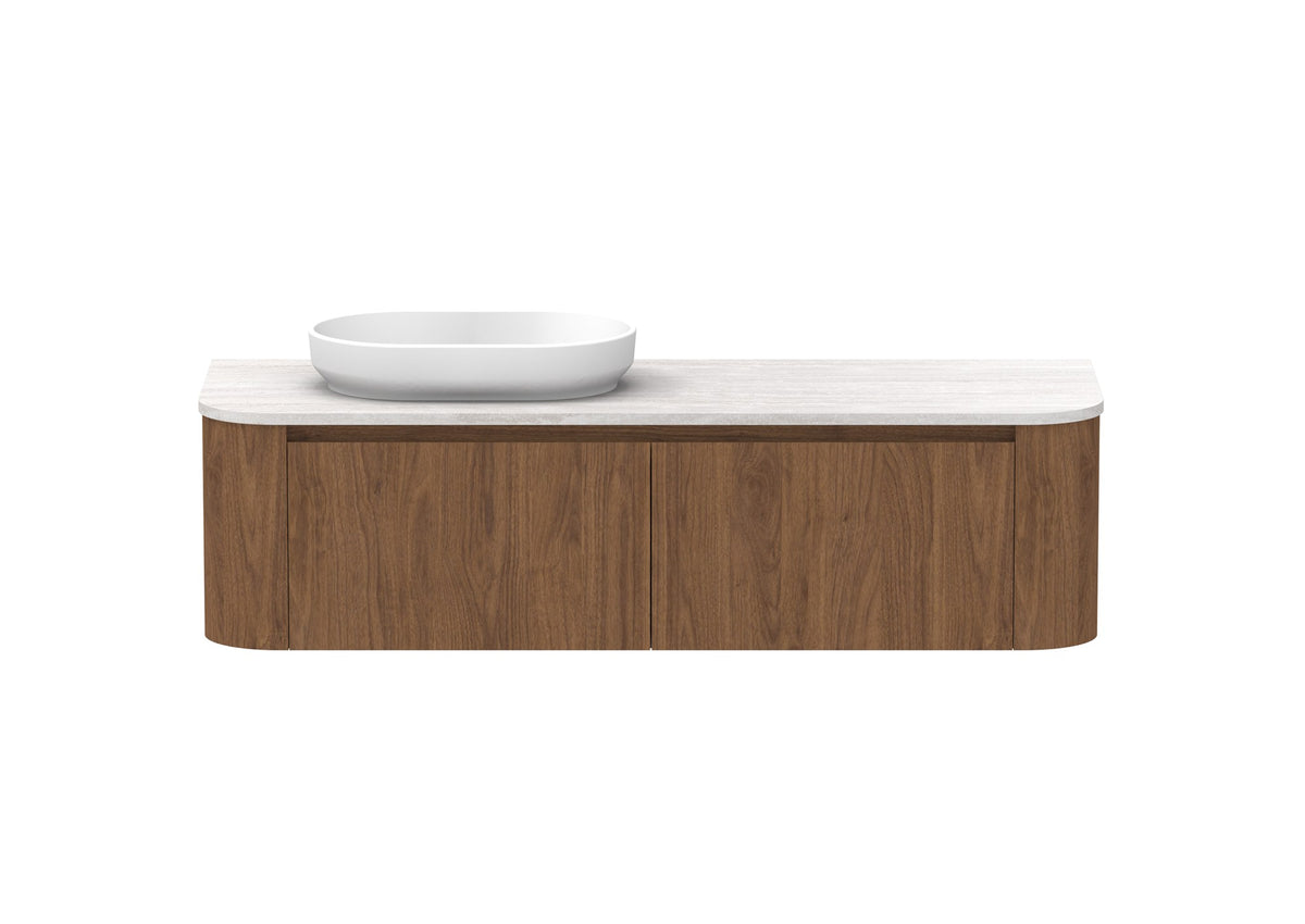 ADP Surry Wall Hung Vanity 1500mm left offset bowl in Florentine Walnut, front view