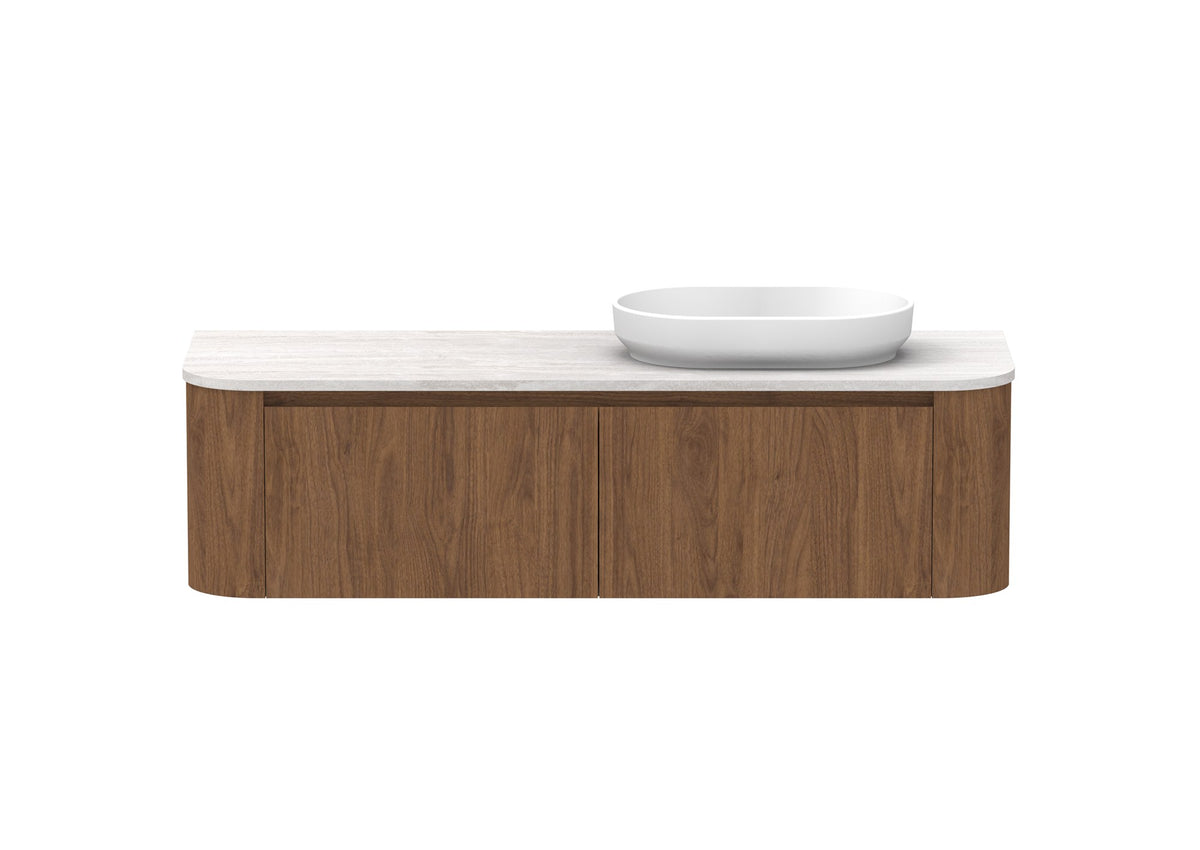 ADP Surry Wall Hung Vanity 1500mm right offset bowl in Florentine Walnut, front view