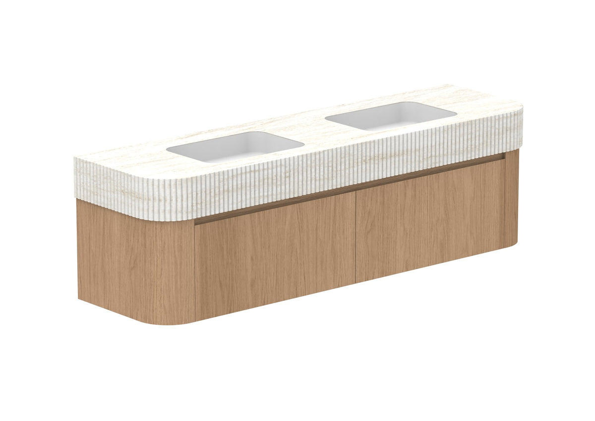 ADP Surry Wall Hung Vanity 1800mm double bowl in Boston Oak, Imperial top