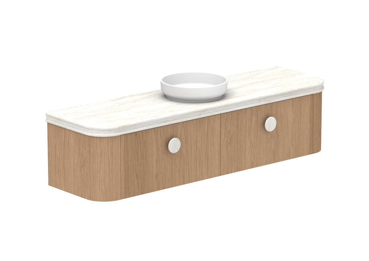 ADP Surry Wall Hung Vanity 1800mm centre bowl in Boston Oak, Royale benchtop
