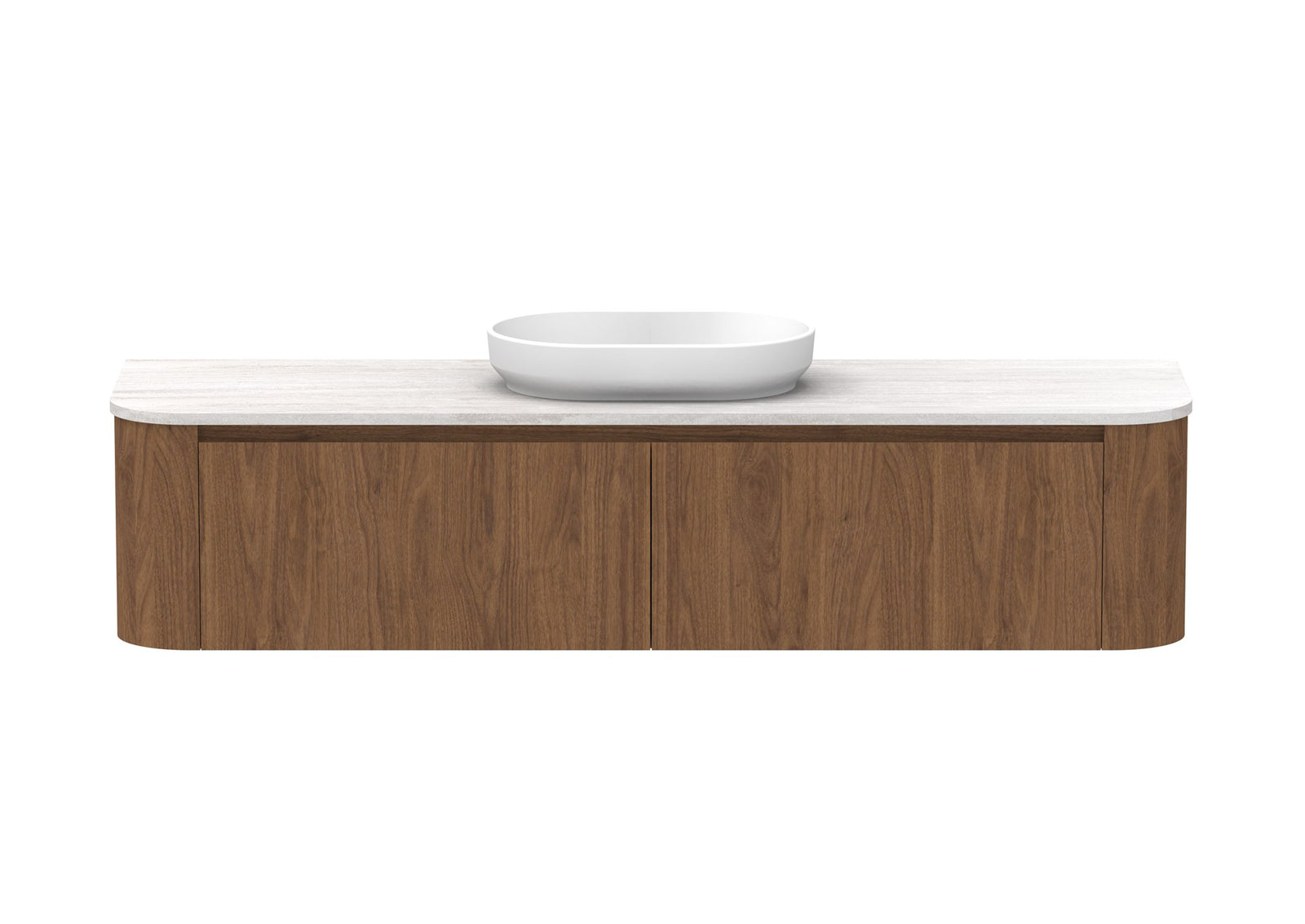 ADP Surry Wall Hung Vanity 1800mm centre bowl in Florentine Walnut, front view