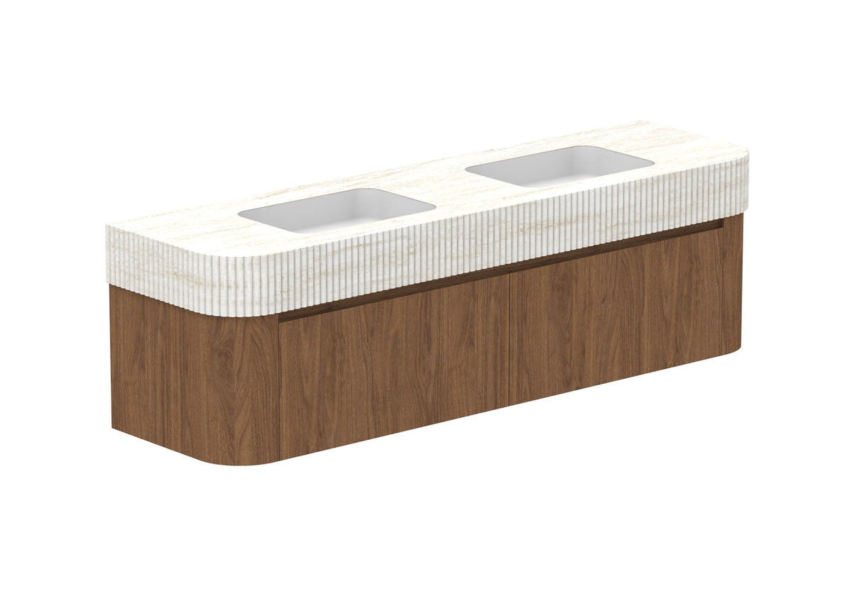 ADP Surry Wall Hung Vanity 1800mm double bowl in Florentine Walnut, Imperial top