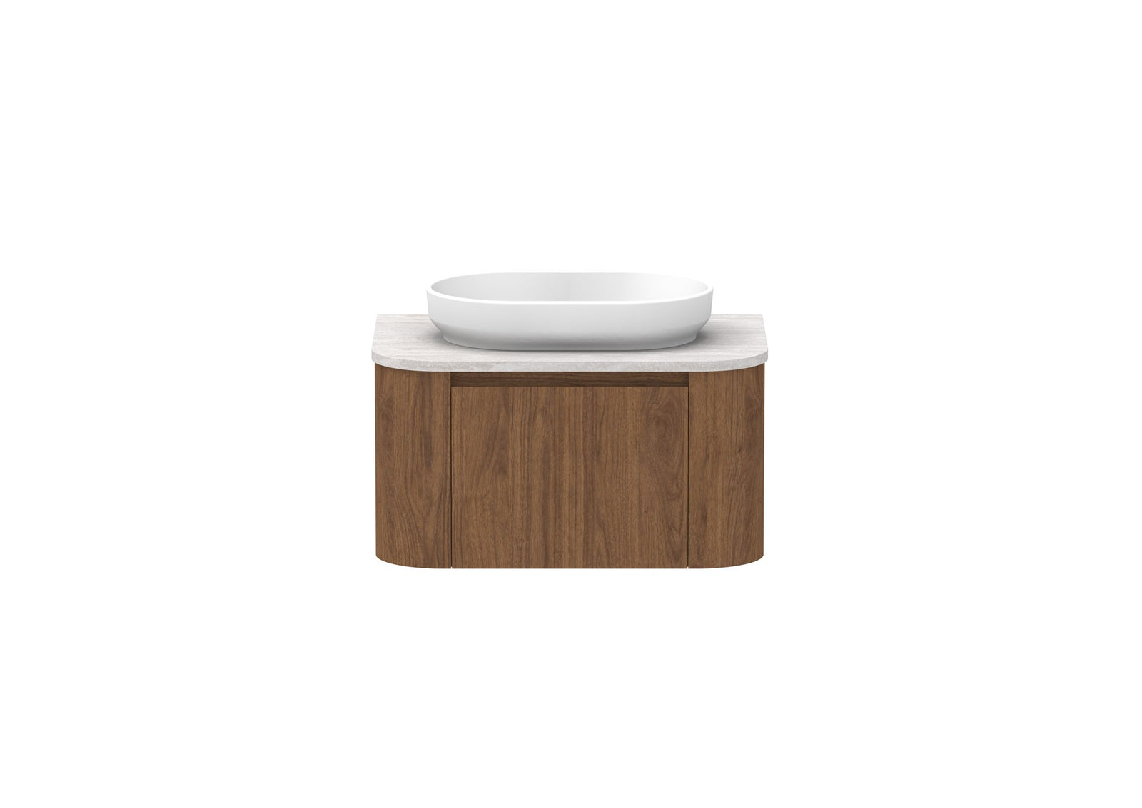 ADP Surry Wall Hung Vanity 750mm centre bowl in Florentine Walnut, front view