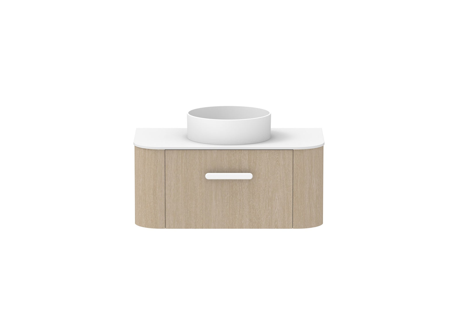 ADP Surry Wall Hung Vanity 900mm centre bowl in Coastal Oak, front view