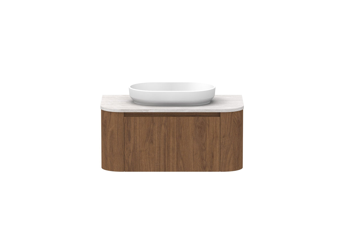 ADP Surry Wall Hung Vanity 900mm centre bowl in Florentine Walnut, front view