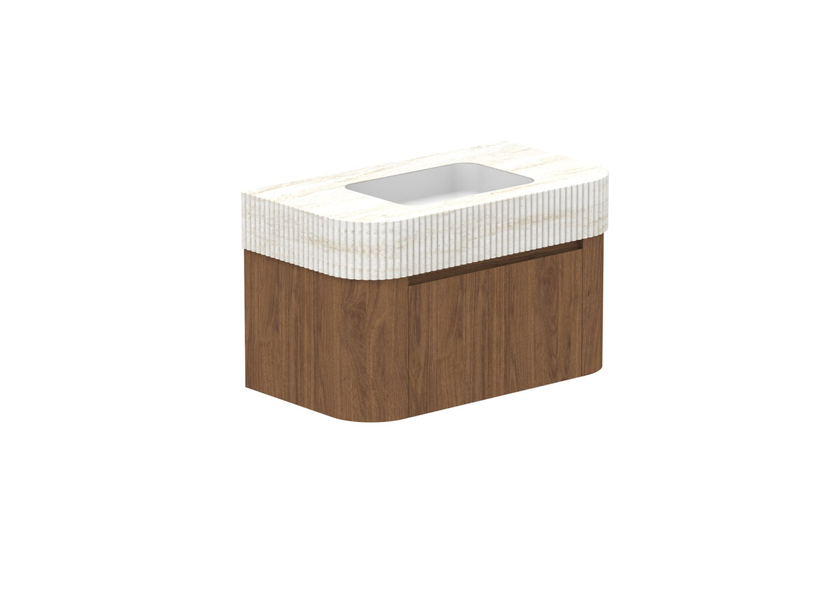 ADP Surry Wall Hung Vanity 900mm centre bowl in Florentine Walnut, Imperial top