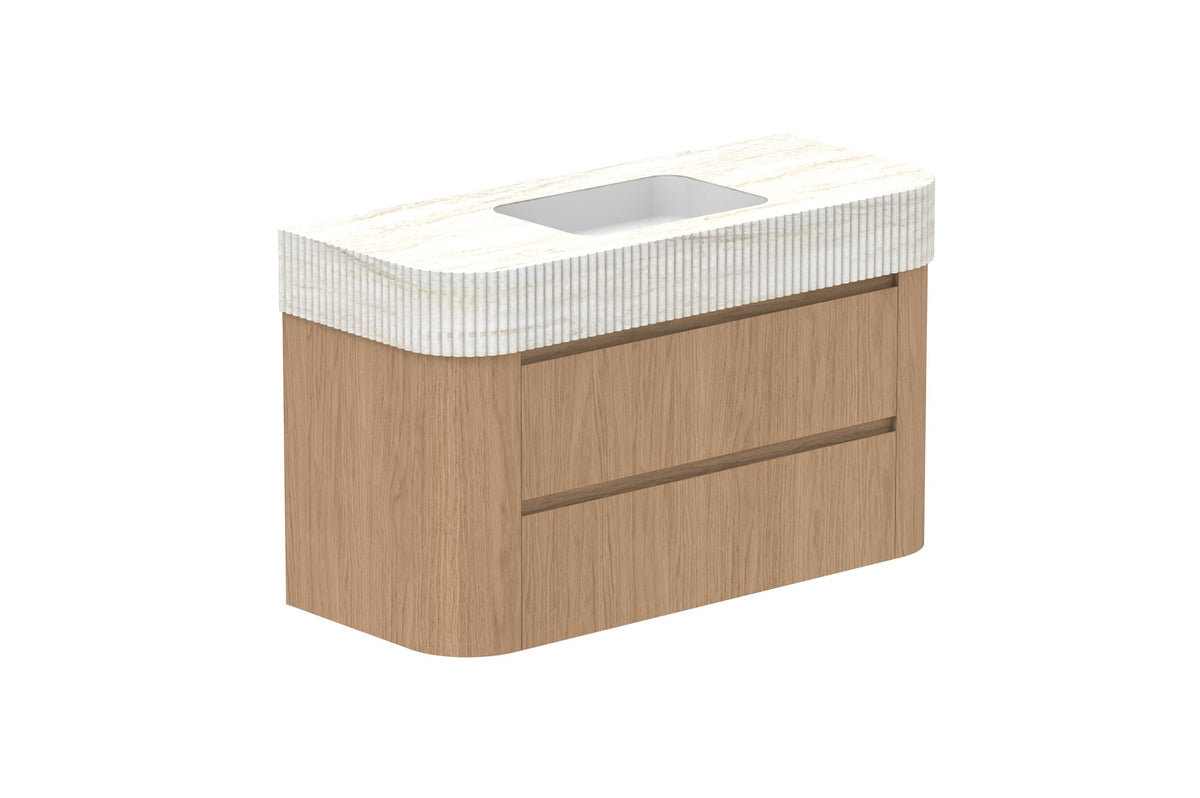 ADP Thea Wall Hung Vanity 1200mm centre bowl in Boston Oak, Imperial top