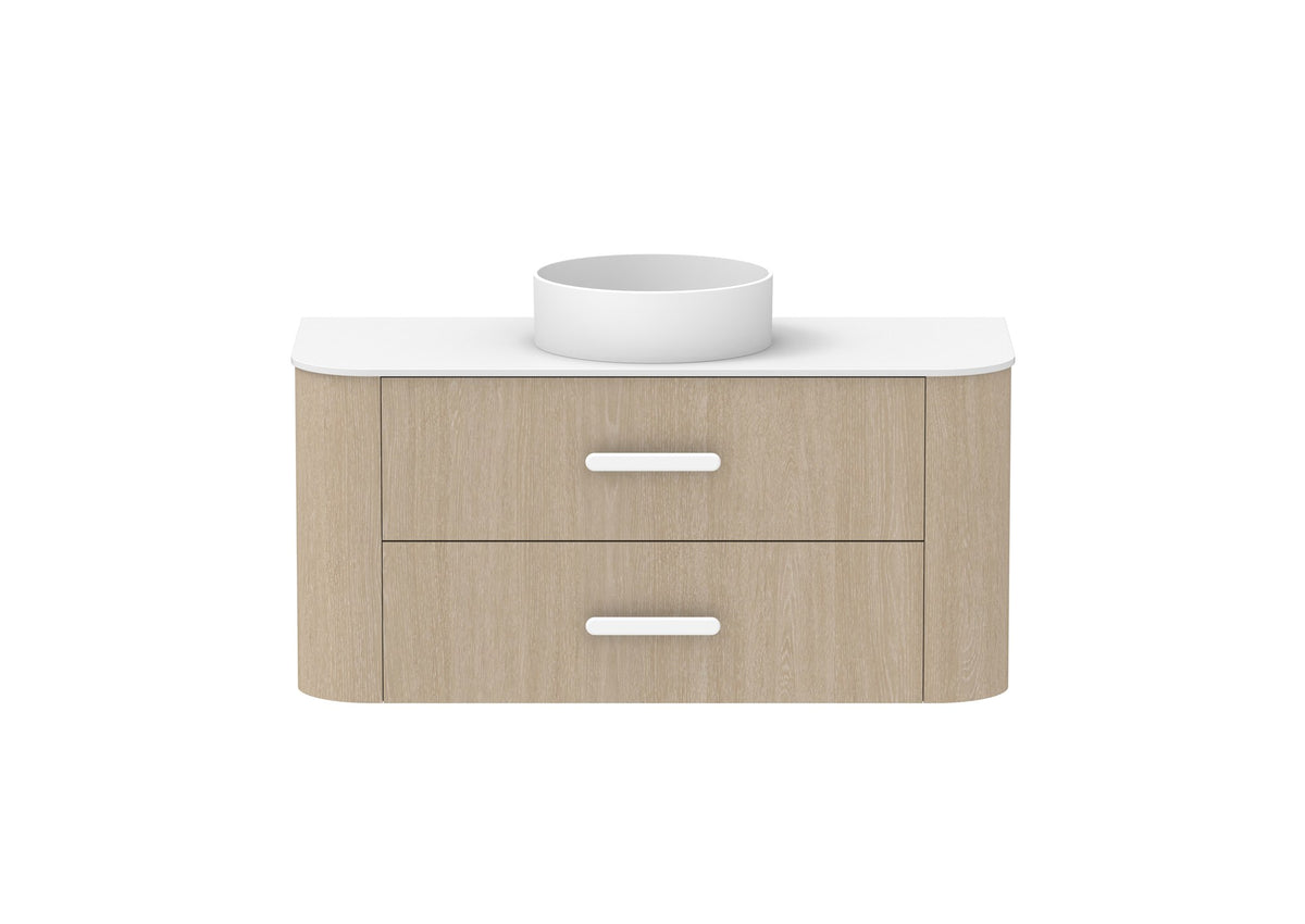 ADP Thea Wall Hung Vanity 1200mm centre bowl in Coastal Oak, front view