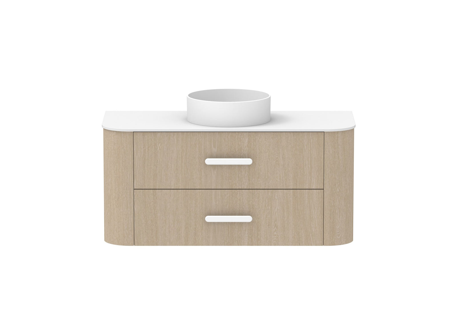 ADP Thea Wall Hung Vanity 1200mm centre bowl in Coastal Oak, front view