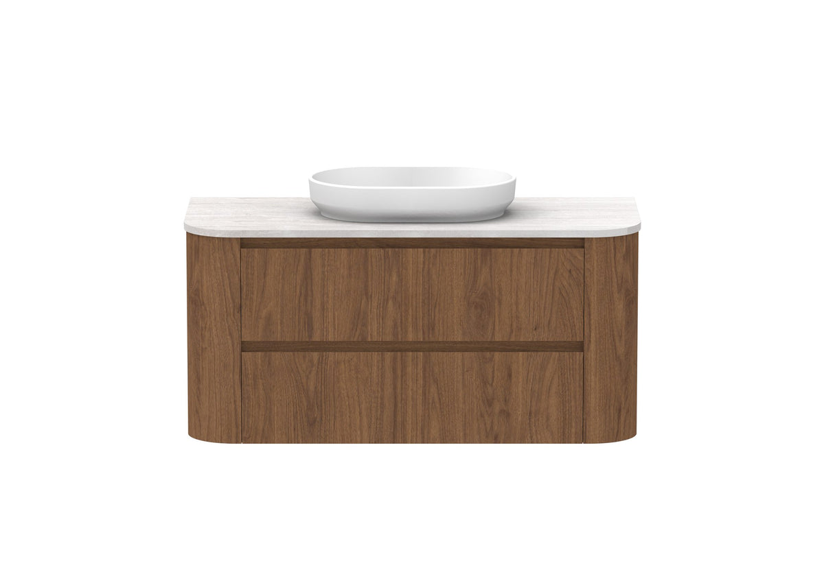ADP Thea Wall Hung Vanity 1200mm centre bowl in Florentine Walnut, front view