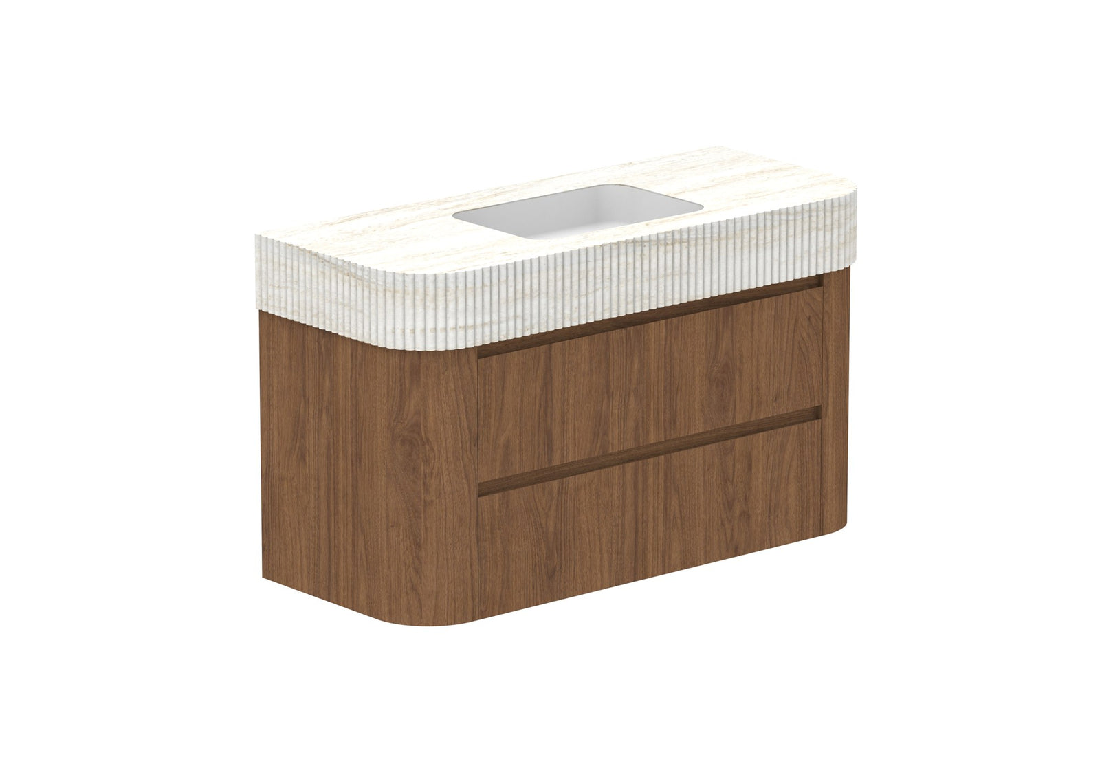 ADP Thea Wall Hung Vanity 1200mm centre bowl in Florentine Walnut, Imperial top