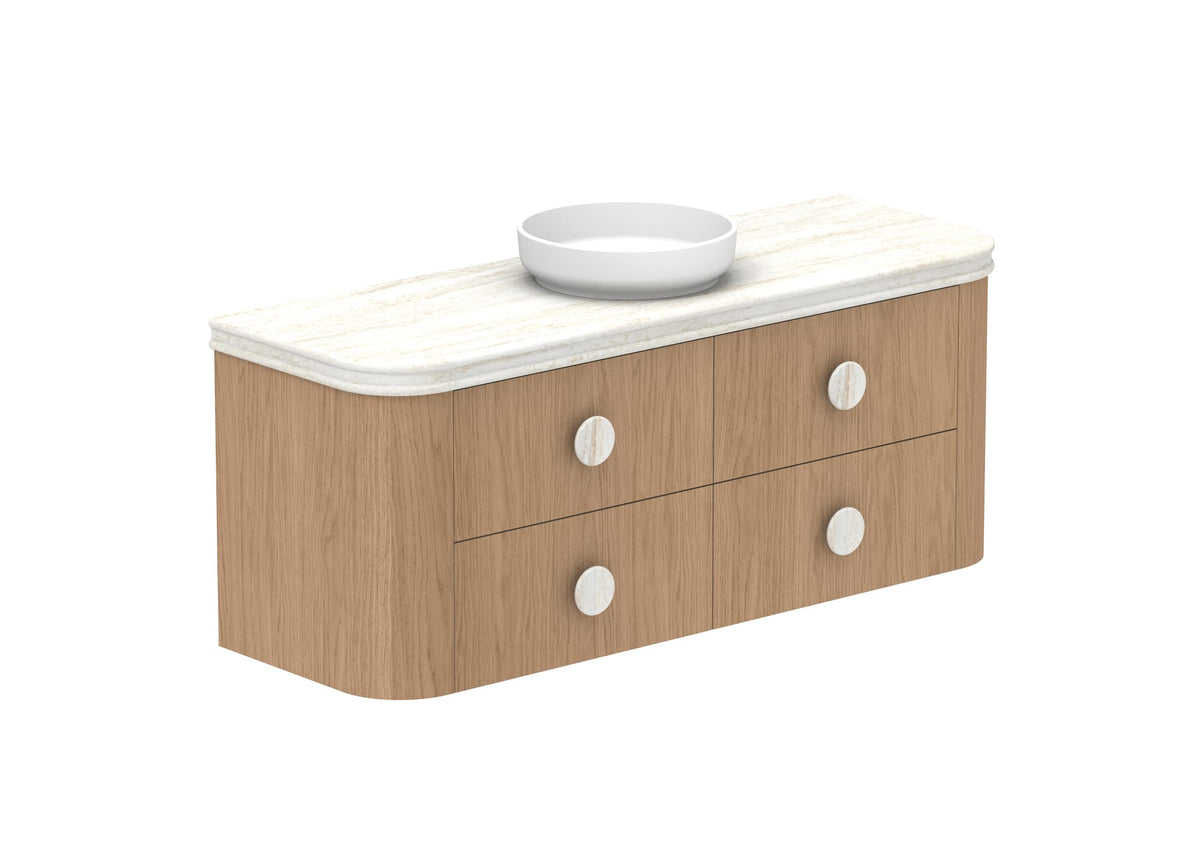 ADP Thea Wall Hung Vanity 1500mm centre bowl in Boston Oak, Royale benchtop