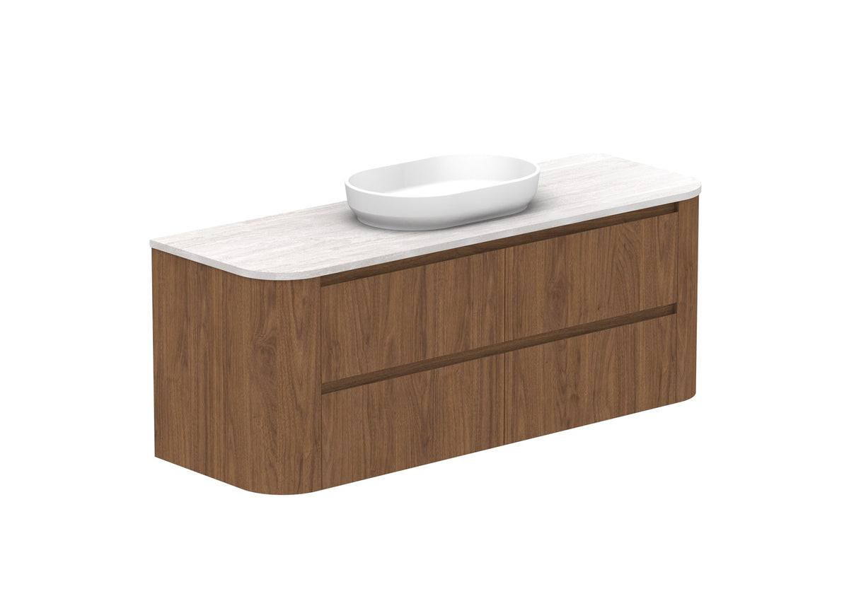 ADP Thea Wall Hung Vanity 1500mm centre bowl in Florentine Walnut