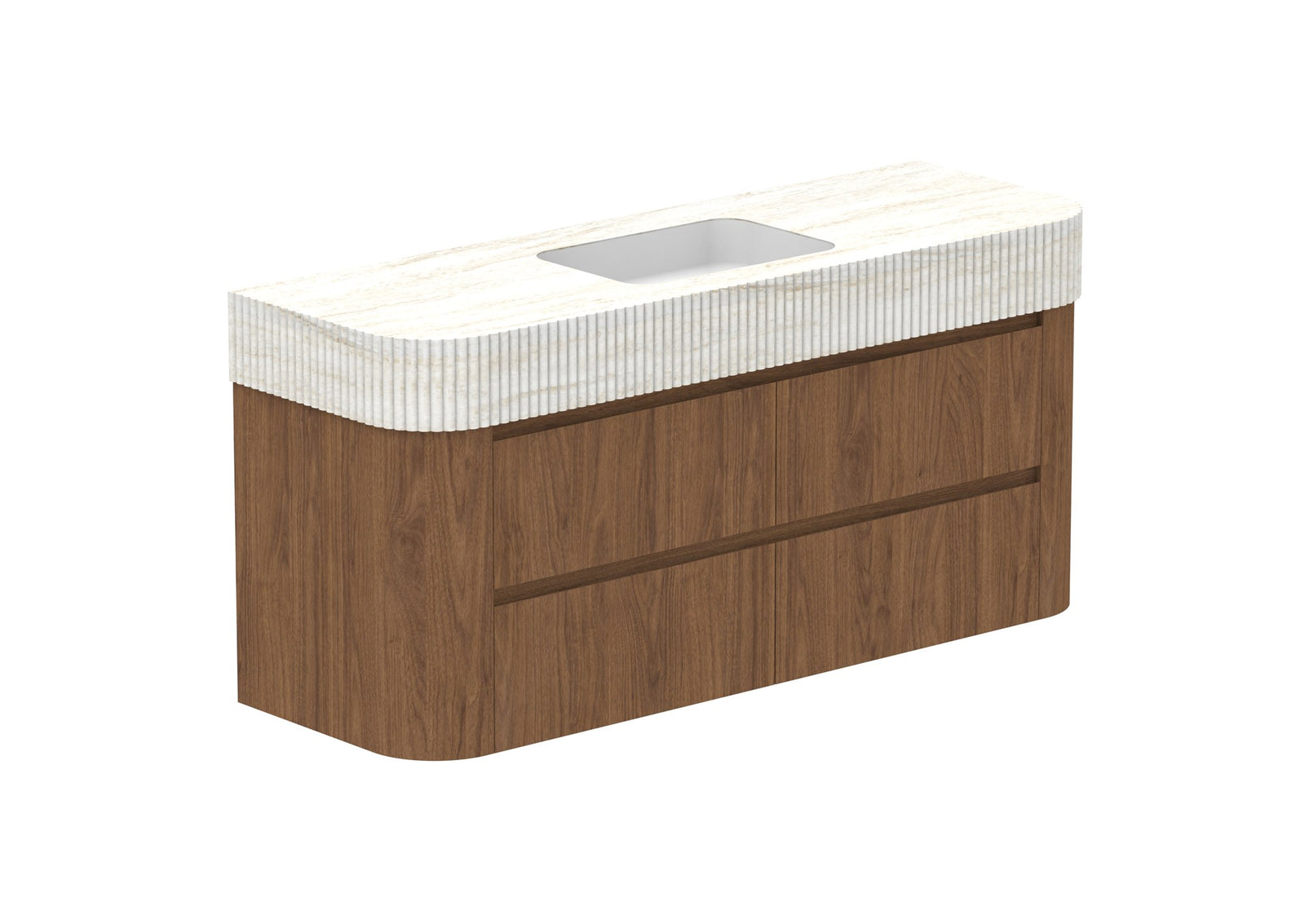 ADP Thea Wall Hung Vanity 1500mm centre bowl in Florentine Walnut, Imperial top