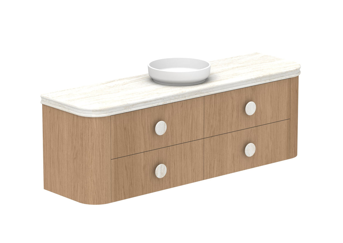 ADP Thea Wall Hung Vanity 1800mm centre bowl in Boston Oak, Royale benchtop
