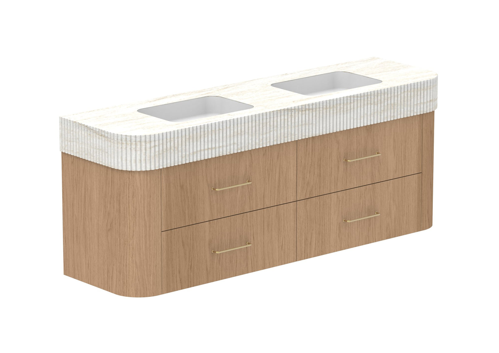 ADP Thea Wall Hung Vanity 1800mm double bowl in Boston Oak, Imperial top